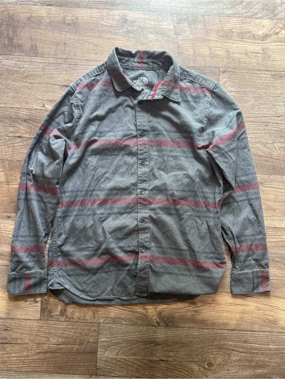 The North Face Men's Grey & Red Striped Button-Down Shirt